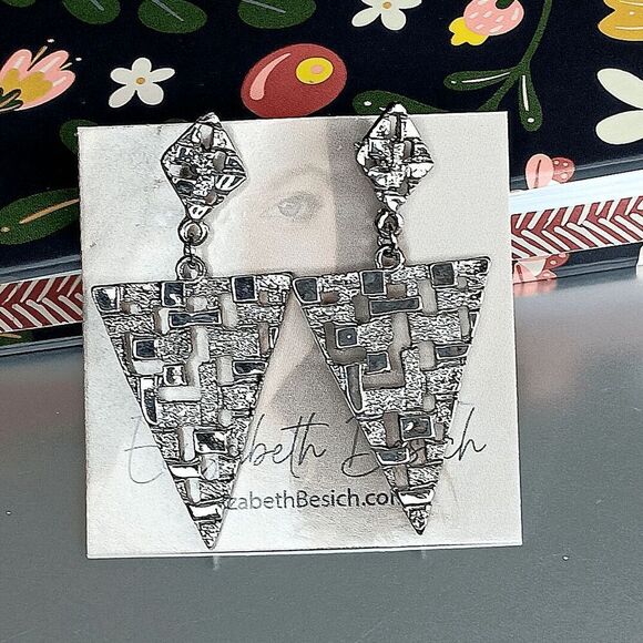 2/$21 Black Triangular Dangle Earrings - Picture 3 of 6